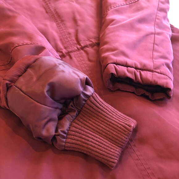 A New Day Mid-Length Hooded Puffer Quilted Maroon/Burgundy Jacket Coat - Picture 9 of 11